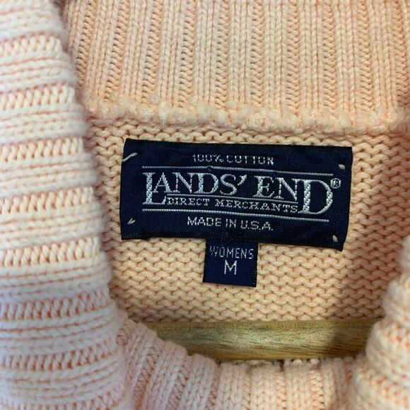 Cottage Core Coastal Grandma Land's End Peach Knit Sweater Turtleneck Medium - Picture 6 of 6